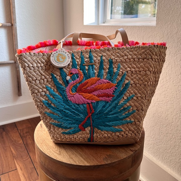 Spartina 449 Handbags - Spartina 449 Moreland Embroidered Straw Tote Bag NWT